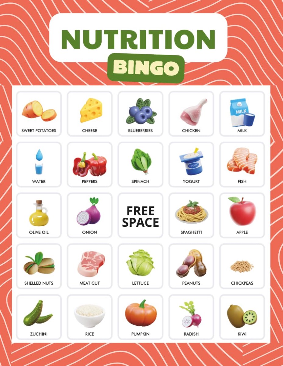 Bingo: Game for Healthy Eating Patient Education, World Food Day activity, party game for NutritionDay workshop