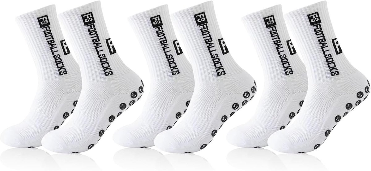 Voetbalsokken - Antislip Grip - Compressie - Wit - Maat 39-46