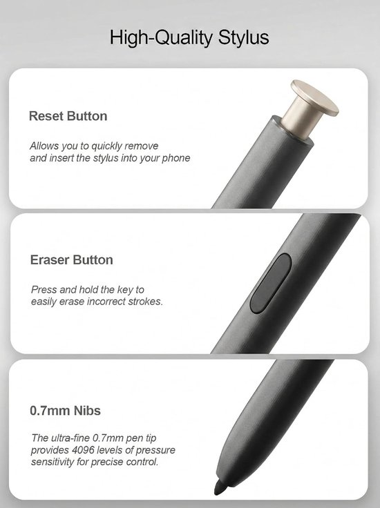 Stylus Pen voor Samsung Galaxy S24 Ultra, S Pen vervanging, geel - 4096 drukniveaus, geen Bluetooth, krasbestendige precisie-penpunt voor soepel notities, schetsen, tekenen en navigeren — afbeelding 2