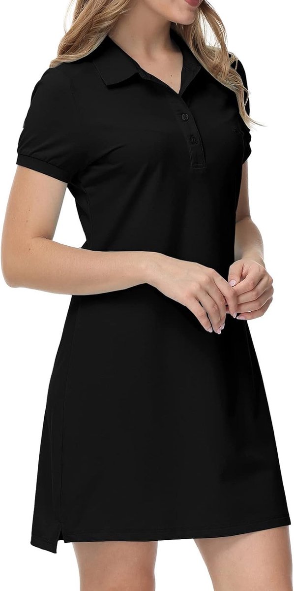Polojurk voor dames, korte mouwen, zomer, katoen, werk, sportjurk, tennis, golfjurk