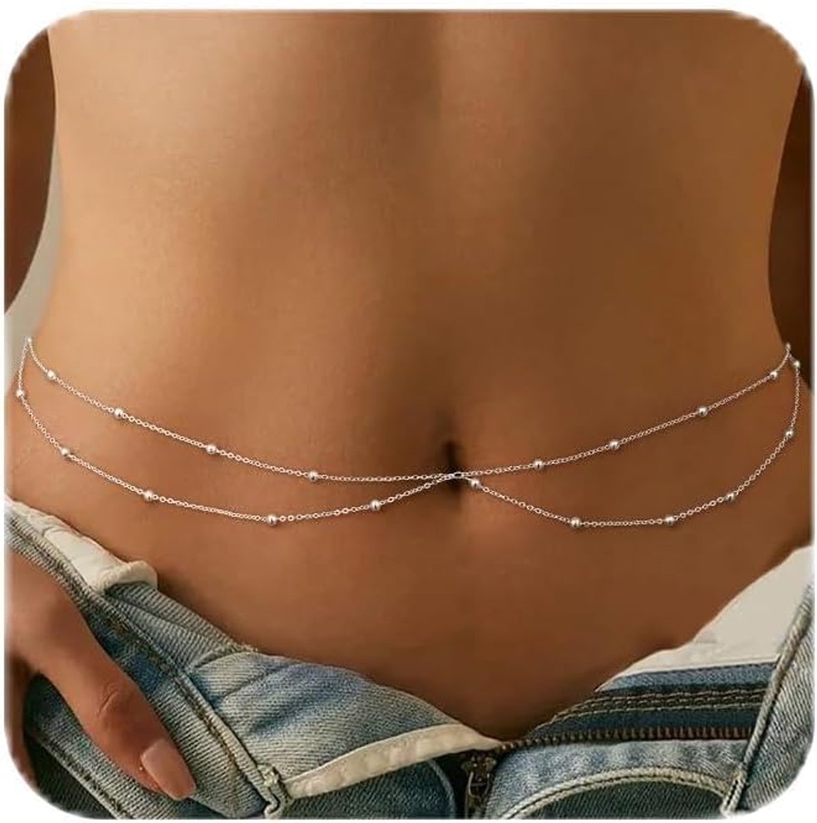 tailleketting voor dames, 18-karaats vergulde buikketting met zirkonia, verstelbaar, waterdicht, sexy bikini-kettingen, zomer, lichaamskettingen, mode, strandaccessoires voor vrouwen