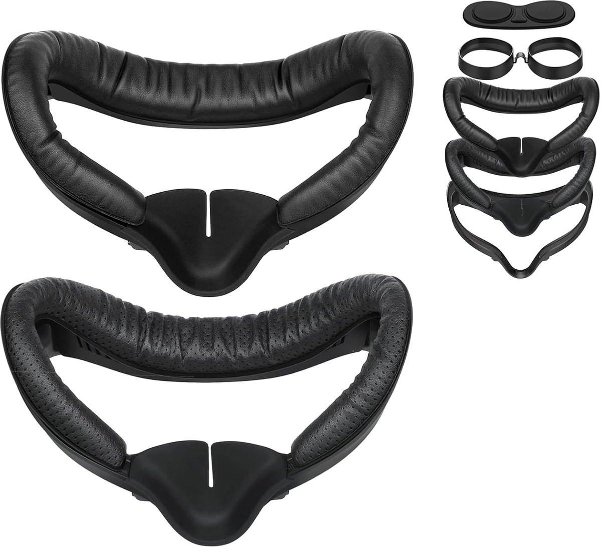 Gezichtsinterface voor Oculus/Meta Quest 2-accessoires, met 2 vervangende schuimkussentjes voor gezichtsbedekking, anti-licht neuspad (L/S), lensbeschermer, bril-afstandhouder (7-in-1 kit)