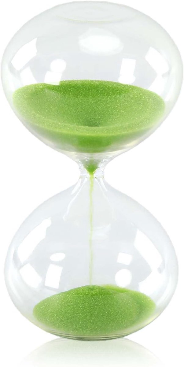 Bell-Shaped Sand Timer – Green Sand, Glass Decorative Sand Timers, Small 3-Minute Sand Timer for Home, Desk, Office, School, Wedding Decoration
