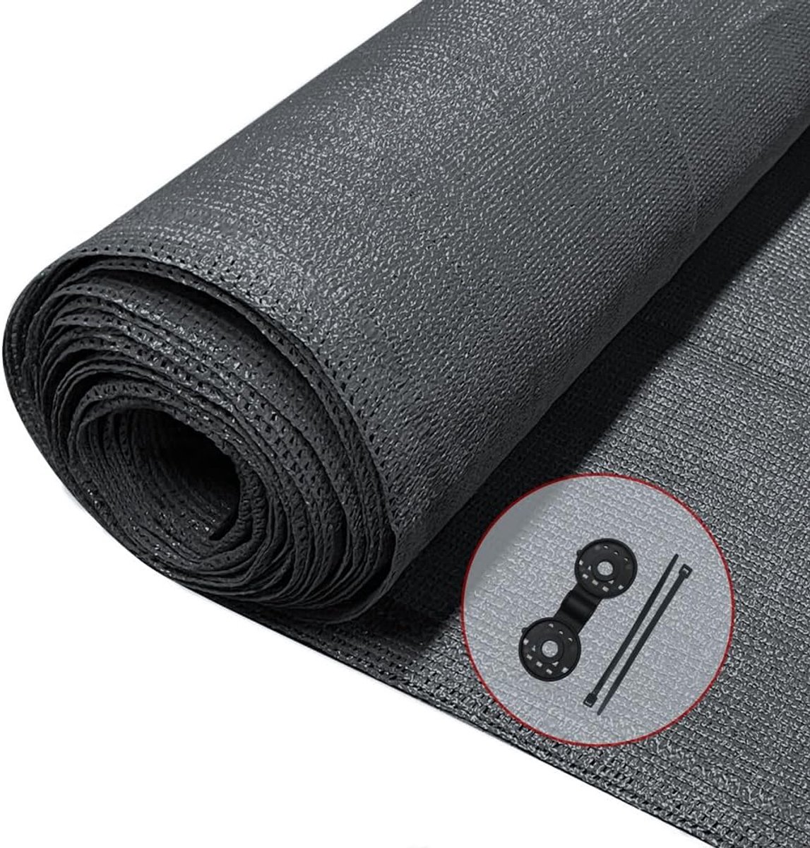 vounot Inkijkbescherming van HDPE, 150 g/m², met clips en bevestigingsclips, scheur- en winddicht, voor tuin, balkon, 1,8 x 10 m, antraciet