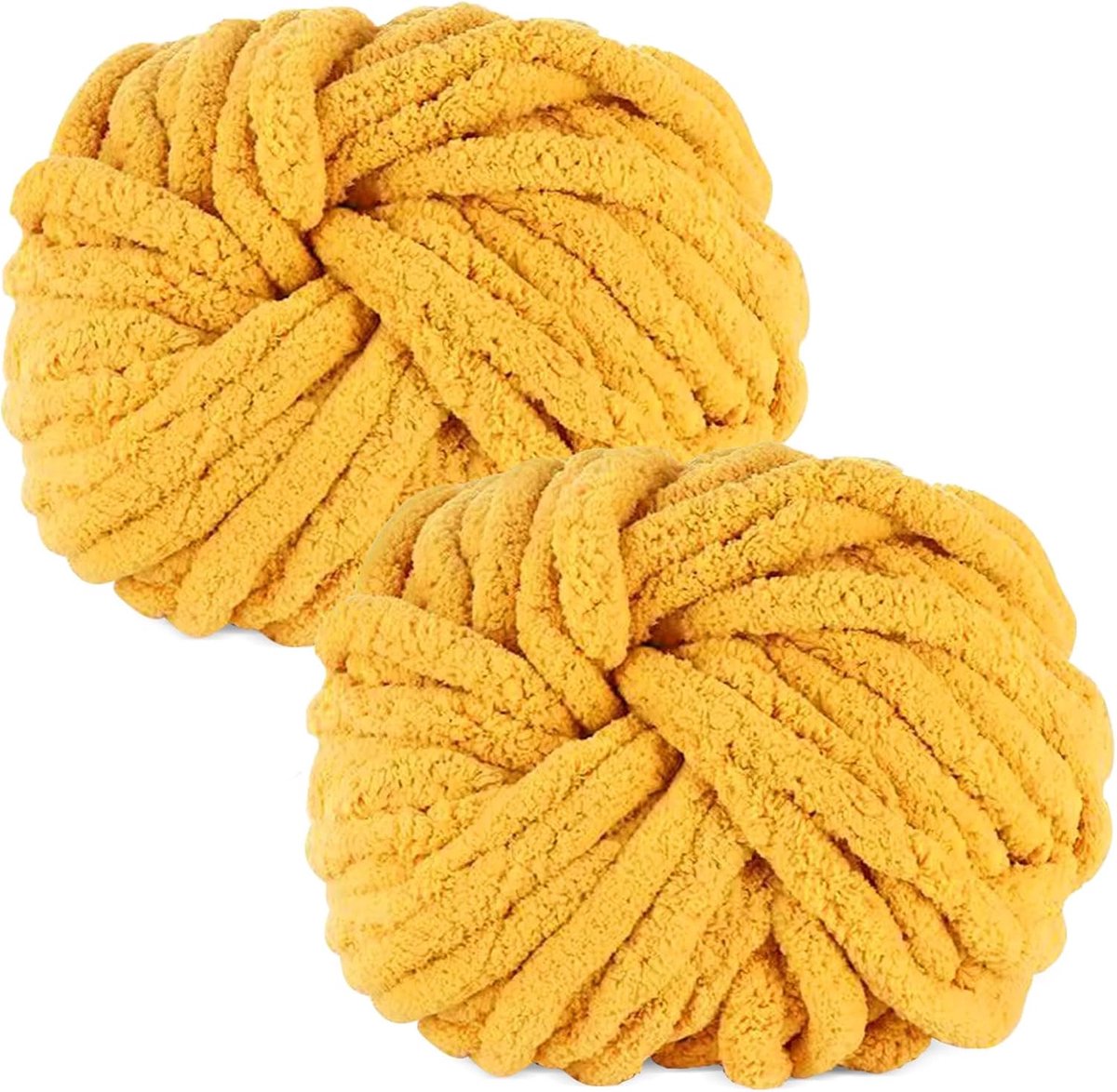 Dikke wolgaren,2 x 250 Gram Breiwol,Super Zacht Chenille Chunky Garen,Dik Garen,Zachte Chunky Wol, Voor Gehaakte Dekens voor Dekens, Sjaals, Mutsen,Huisdiernest (Gember Geel)