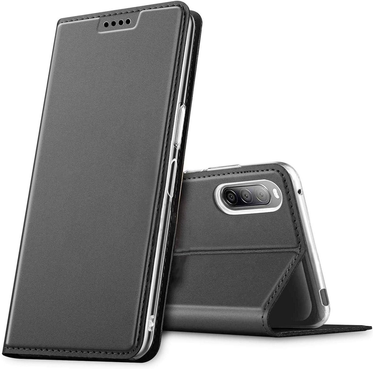 Hoesje voor Sony Xperia 10 IV, Premium Kaartvak Flip Cover voor Sony Xperia 10 IV 2022 Case [Magnetische Sluiting] beschermhoes, Zwart