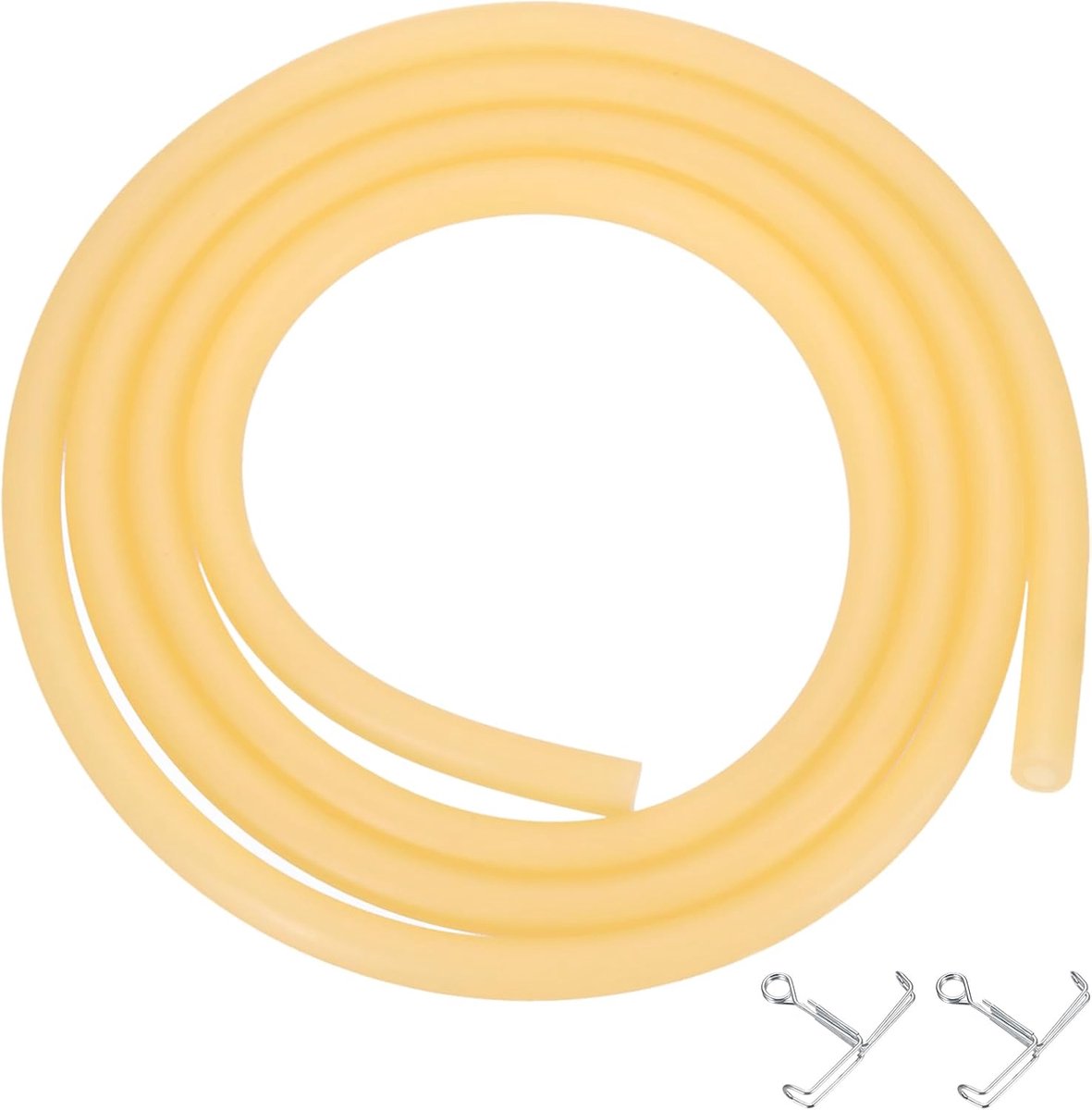 1 m natuurlijke latex rubberen slang, 4 mm binnendiameter x 6 mm buitendiameter slingshot rubberen slangbuis met slangklemmen voor oefening, strekken, laboratorium, huisslangbuis