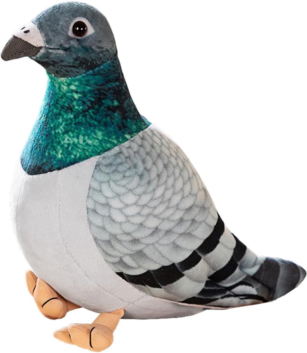 Knuffeldier, duiven, pluche dier, vogels, knuffeldier, vogel, cadeau voor vrienden en kinderen, 20 cm, groen
