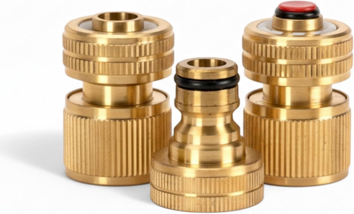 Messing tuinslang aansluitset 1/2 inch insteeksysteem kliksysteem slangkoppeling kraanaansluiting (G 3/4 inch) snelslangstuk op maat gesneden