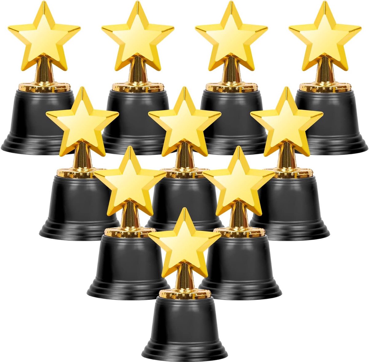 Trofeeën, 4,5 inch gouden trofeeën, plastic trofeeën in de vorm van een ster, winnaarstrofeeën, bekerprijzen voor feestartikelen, wedstrijden, gewonnen prijzen