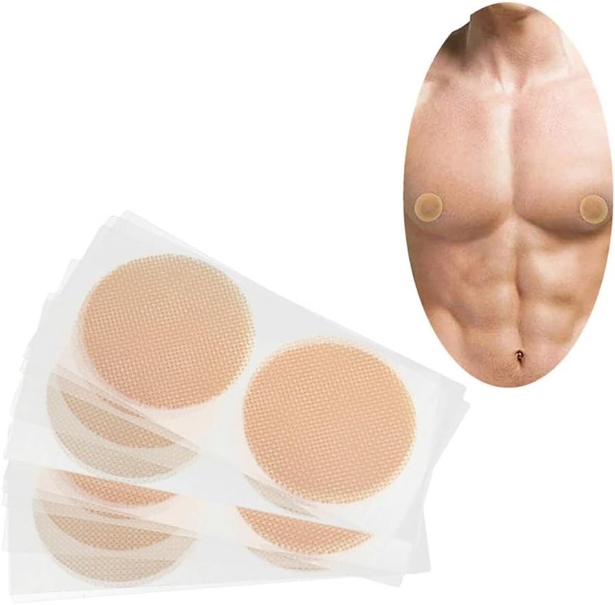 60 stuks ademende en hypoallergene wegwerp tepelpads voor heren, onzichtbare tepelafdekking voor sporters en atleten, naaktkleur, 35 mm
