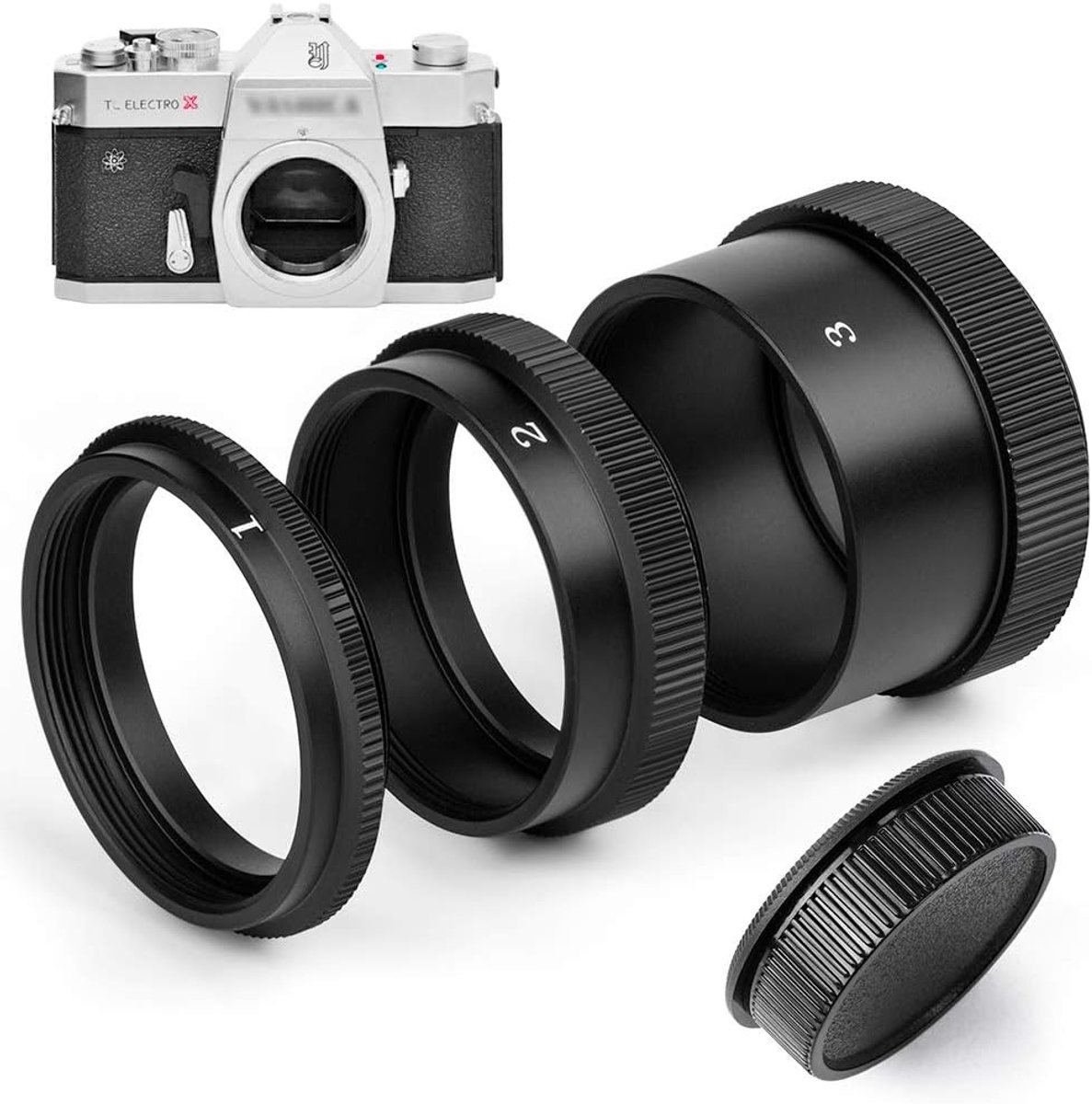 Macro Extension Tube voor M42 42mm Schroefbevestiging Camera's met Body en Achterlensdop voor Nauwkeurige Macro-opnamen