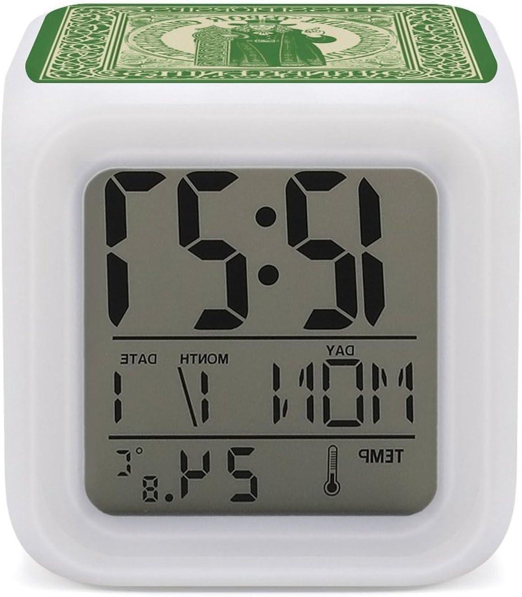 Digitale Wekker - LED Klok Nachtlampje - Wakker Worden - 7 Kleuren Veranderend - 8 cm - Wit