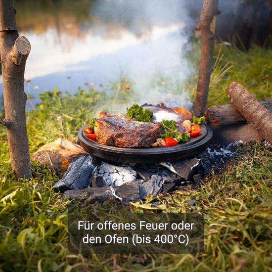 Gietijzeren Dutch Oven - Vuurpan Stoofpan - Buiten Koken - Voorgebrand Direct Gebruik - 6 Liter - Zwart — afbeelding 5