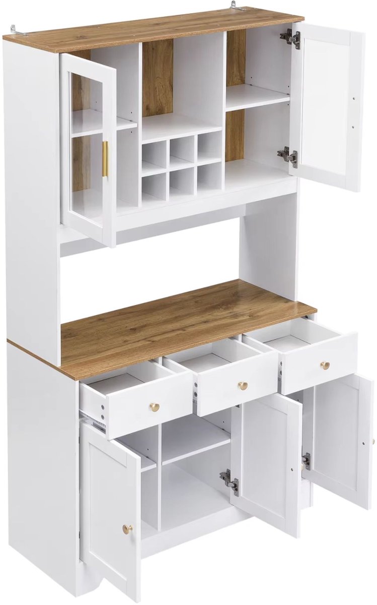 Keukenkast Dressoir 30 X 175 Cm - met Opbergruimte, Lades, Hout
