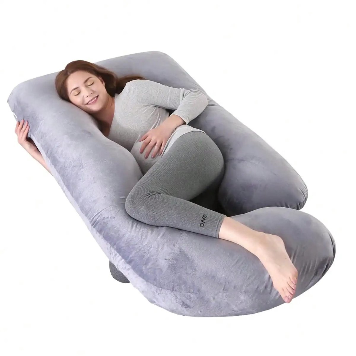 ITRONIQ Zwangerschapskussen G Vorm 170 x 70 cm - Ergonomisch Zwangerschapskussen Voor Hele Lichaam - Afneembare Hoes - Grijs