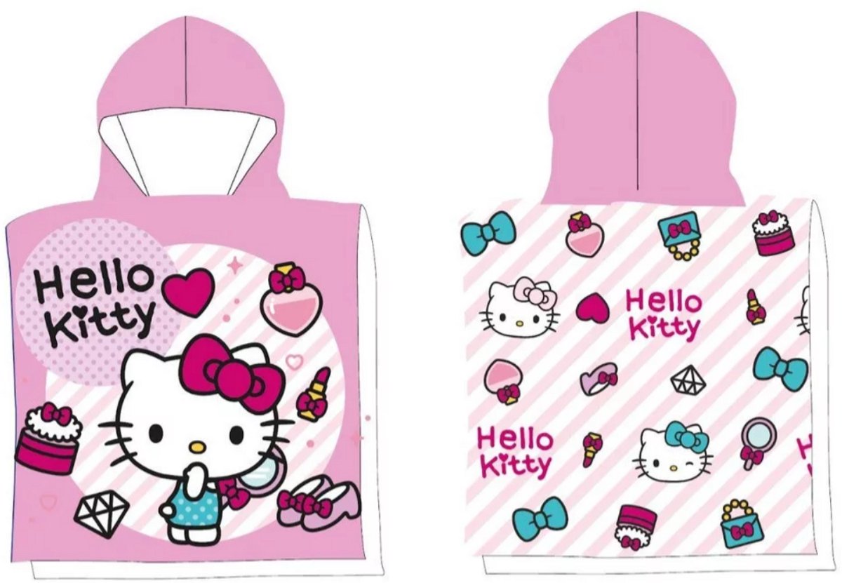 Hello Kitty Poncho - Hello kitty stranddoek - Hello Kitty Fashion strandhanddoekponcho 50x100 cm (Snel Drogen)