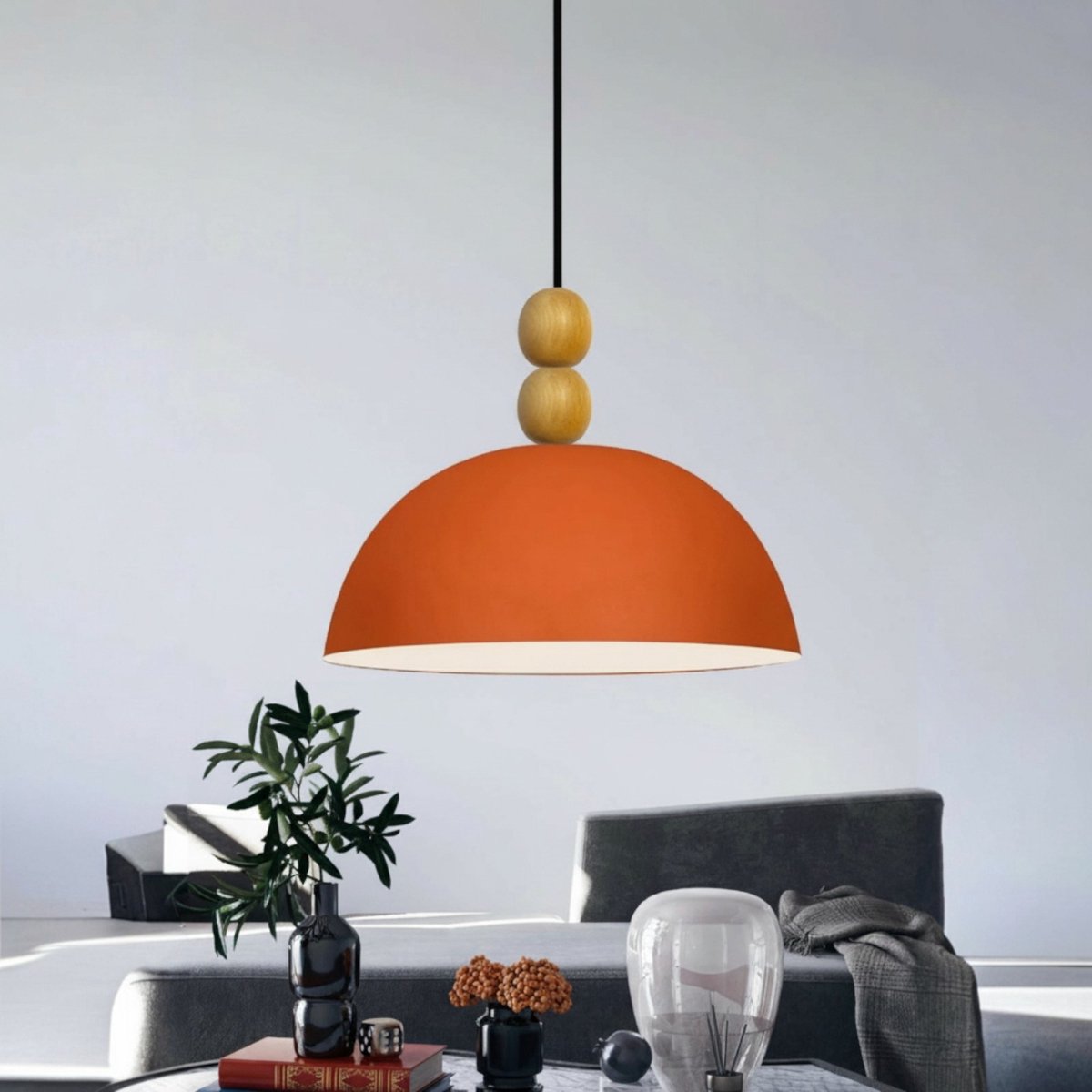 Bamyum Lipeo hanglamp, industriële Modern stijl, Ø26 cm, oranje metalen lamp