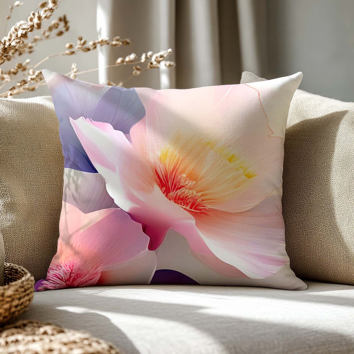 Darymex SATYNLOVE PREMIUM - Katoen Satijnen Kussensloop - 40x40 cm - Botanisch Plantenmotief - Digitale Druk - 100% Katoen - Met Blinde Rits