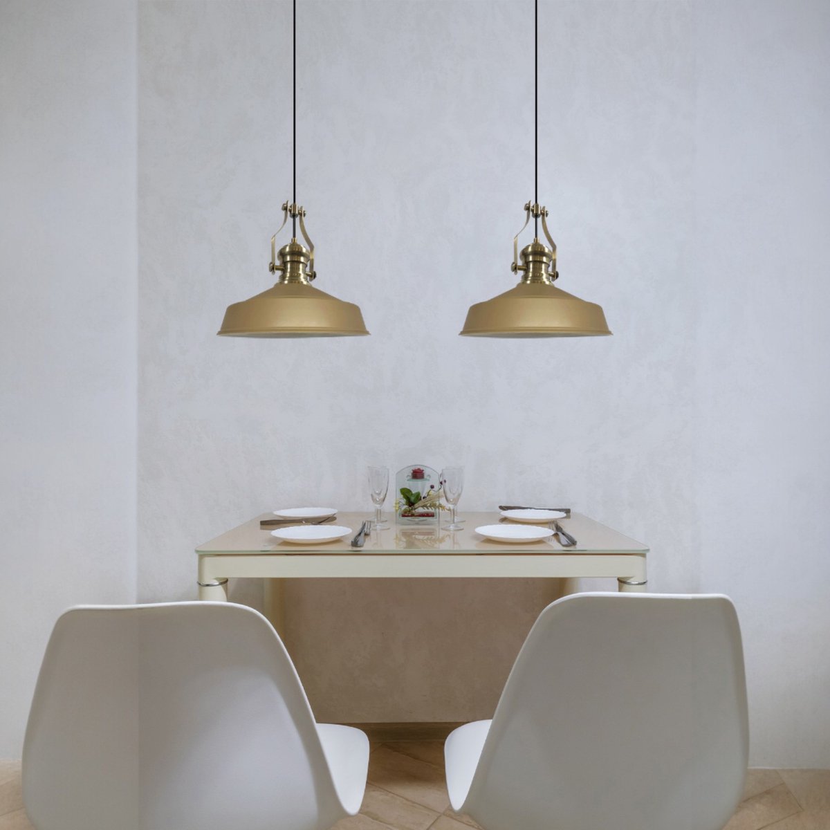 Bamyum Asletl hanglamp, industriële Modern stijl, Ø41 cm, beige metalen lamp