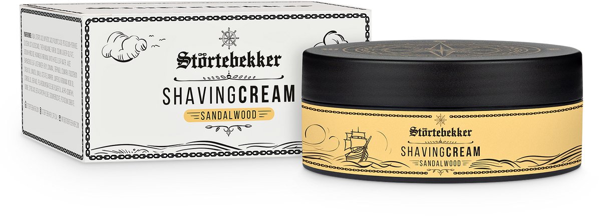 Störtebekker® Scheercrème Sandelhout - Shaving Cream 2-in-1 voor Scheerschuim & Direct Gebruik - Aloë Vera & Toverhazelaar - 200ml Made in Germany