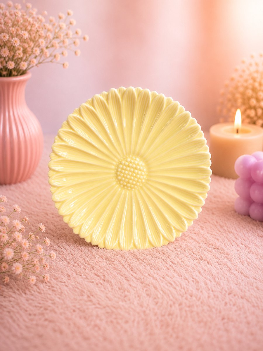 Daisy Bloom Bord | Viva Femme | Bord | Servies | Serveerbord | Decoratie | Cadeau | Wonen | Vrolijk | Zomer | Zacht geel | Sierlijk | Bloemvorm | Moederdag