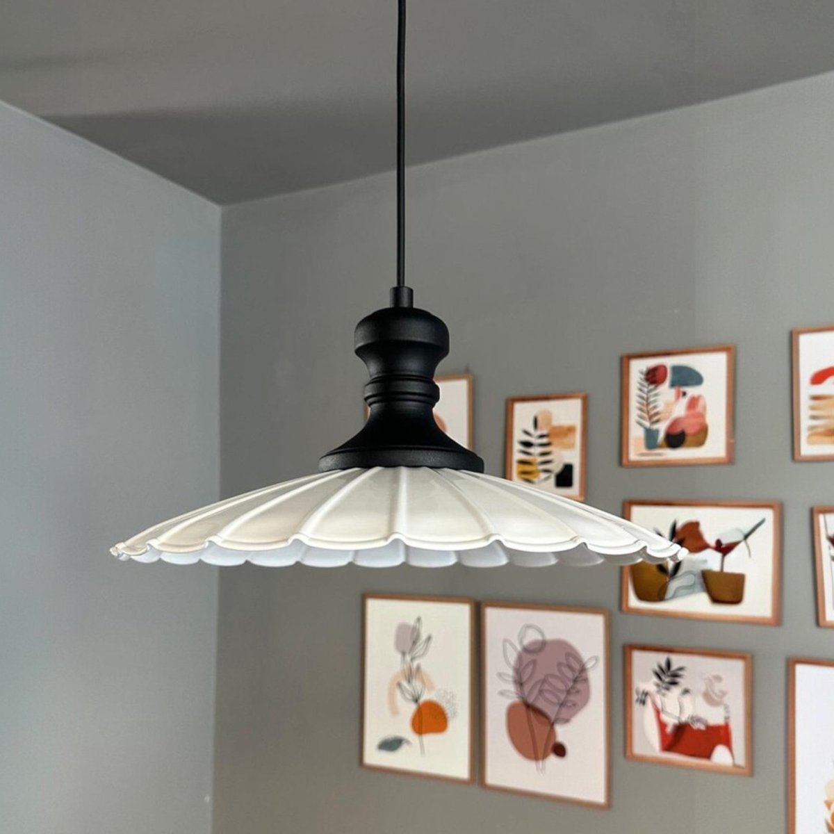Bamyum Risso hanglamp, industriële Modern stijl, Ø34 cm, wit metalen lamp