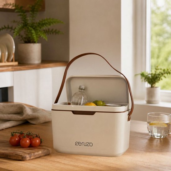 Ceruzo Koelbox 6 Liter - Mini Koelbox - Lunchbox -Draagriem - Taupe - Geschikt voor IJsblokjes van Ceruzo — afbeelding 4