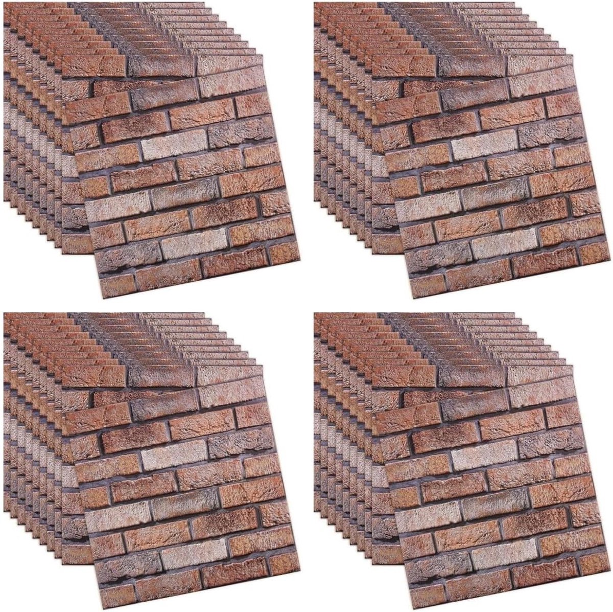 Pack of 40 3D Wall Panels Self-Adhesive 30 x 30 cm Wall Cladding Self-Adhesive Plastic Panels Wall Panels PVC Brick - ShopVlot