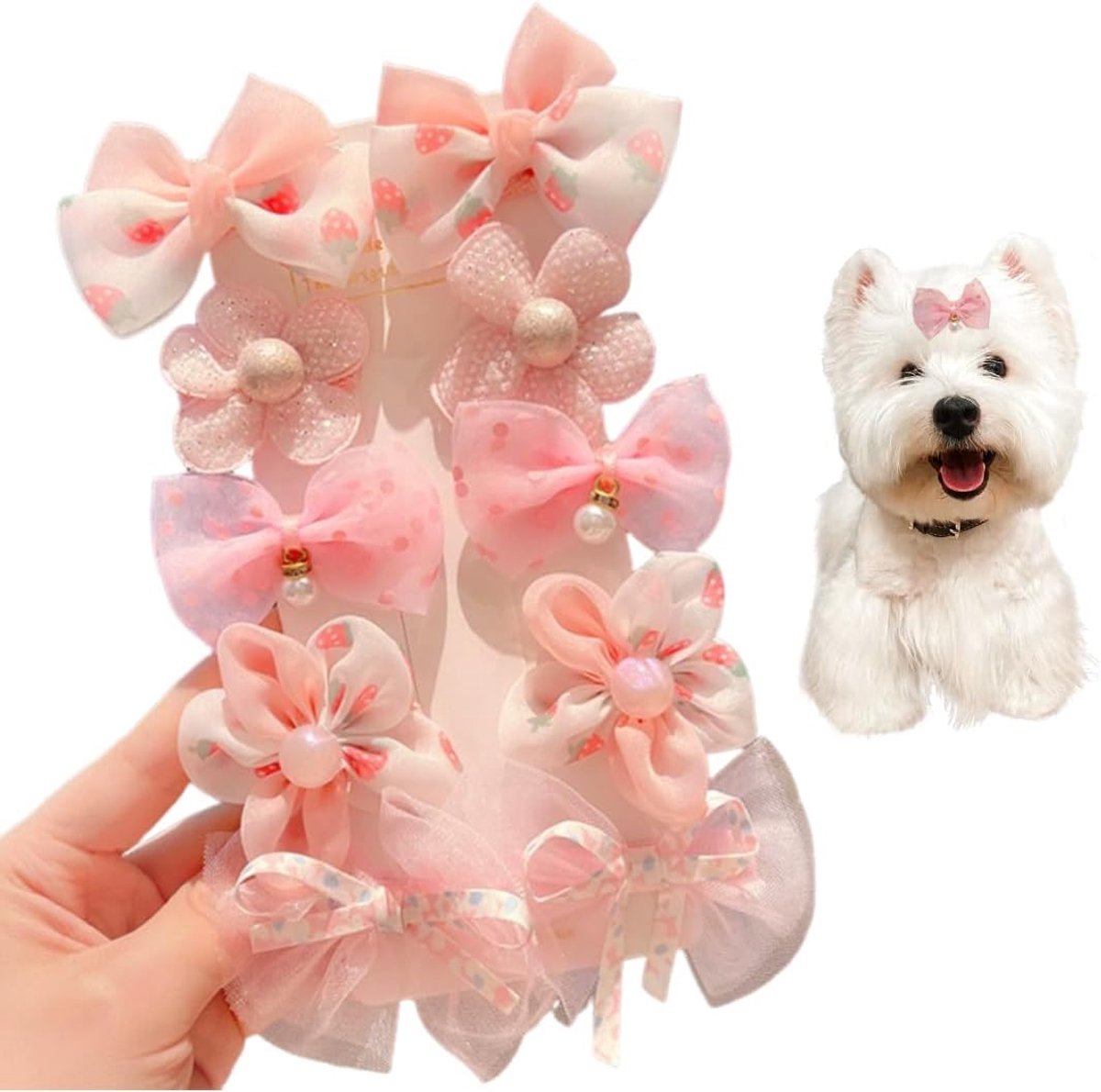 Hond haarclips 10 stuks - gemengde stijlen - roze haarspelden - unieke versiering voor huisdieren - ShopVlot