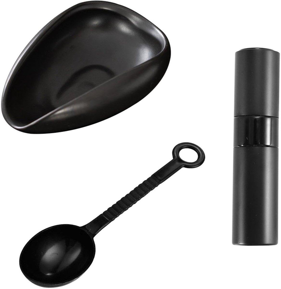 SnelShoppen - Coffee Bean Holder, Spray Bottle en Coffee Spoon Set - Keramische Koffie Accessoires voor Thuis en Koffieliefhebbers - Zwart, Compact, 3