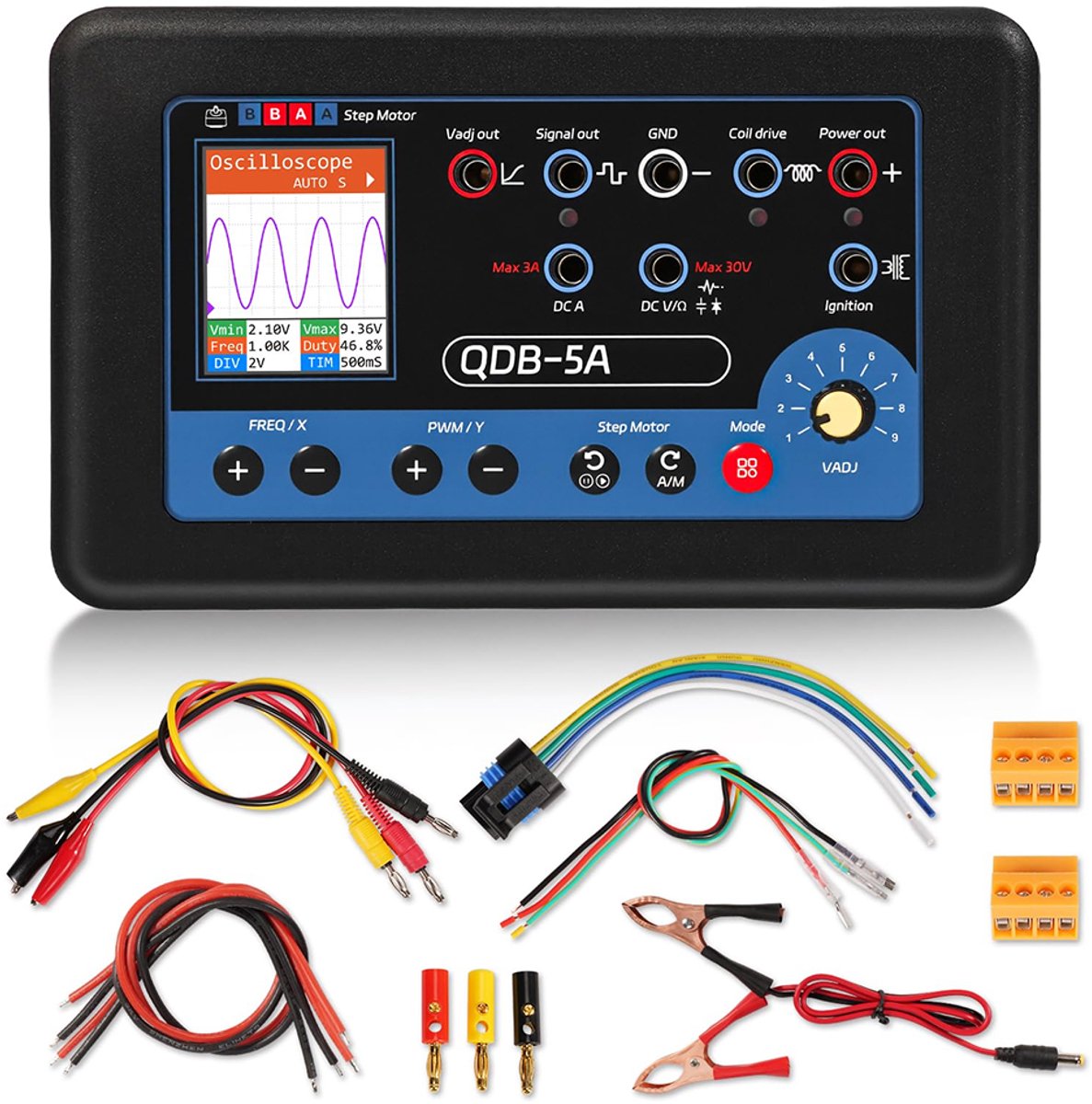 QDB-5A Sensortester - Oscilloscoop - PWM - Multimeter - 12V/24V-regeling