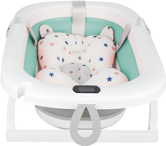 PIPIPOXER- Opvouwbaar babybadje met digitale thermometer en kussen geschikt voor baby's van 0 tot 36 maanden Groen van PIPIPOXER — afbeelding 2