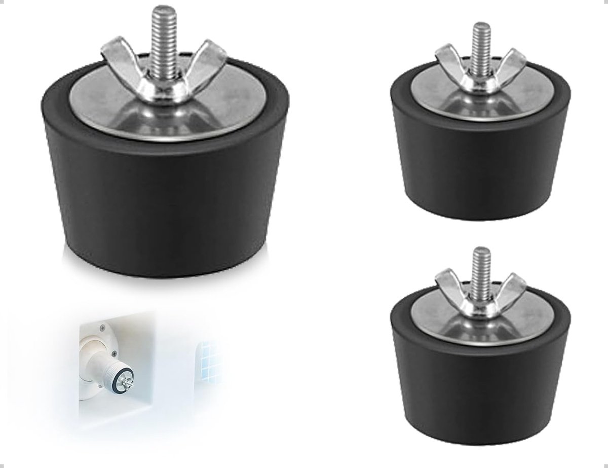 SnelShoppen - 2 Stuks Zwembad Winterstopper Rubber Stopper voor Overwintering - Inclusief RVS Moer en Vleugelmoer - Voor Afvoerlijnen van 32-38mm - Zw