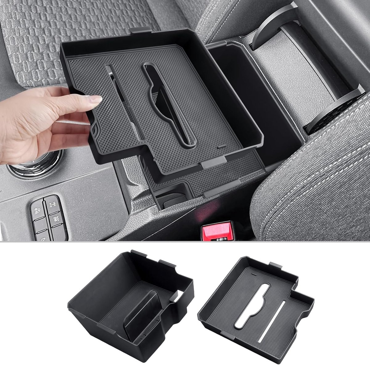 CDEFG Compatible with Ford Ranger T9 2023 2024 Raptor Wildtrak XLT Center Console, Armrest, Storage Box, Double Layer - ShopVlot