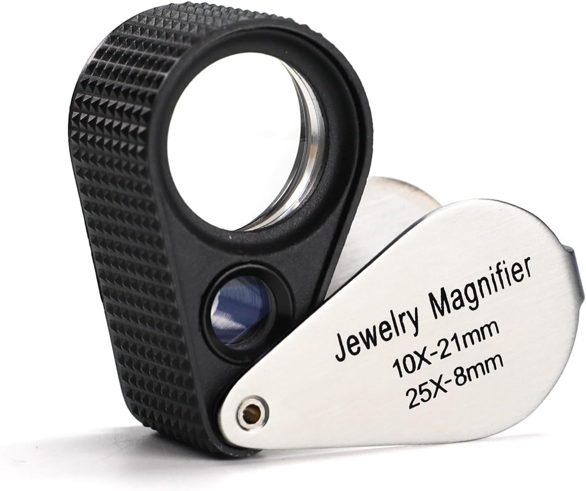 Vergrootglas 10X en 25X - Dubbele lens 21mm en 8mm - RVS behuizing - Ideaal voor juweliers en muntenverzamelaars - ShopVlot