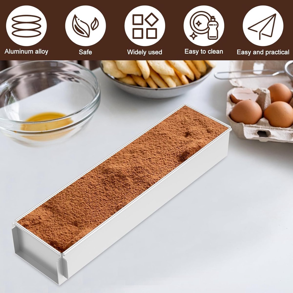 SnelShoppen - Tiramisu Cakevorm - Rechthoekige Bakvorm - Aluminium Legering - Antiaanbak Coating - Hoge Temperatuur Weerstand - Voor Tiramisu Cheeseca