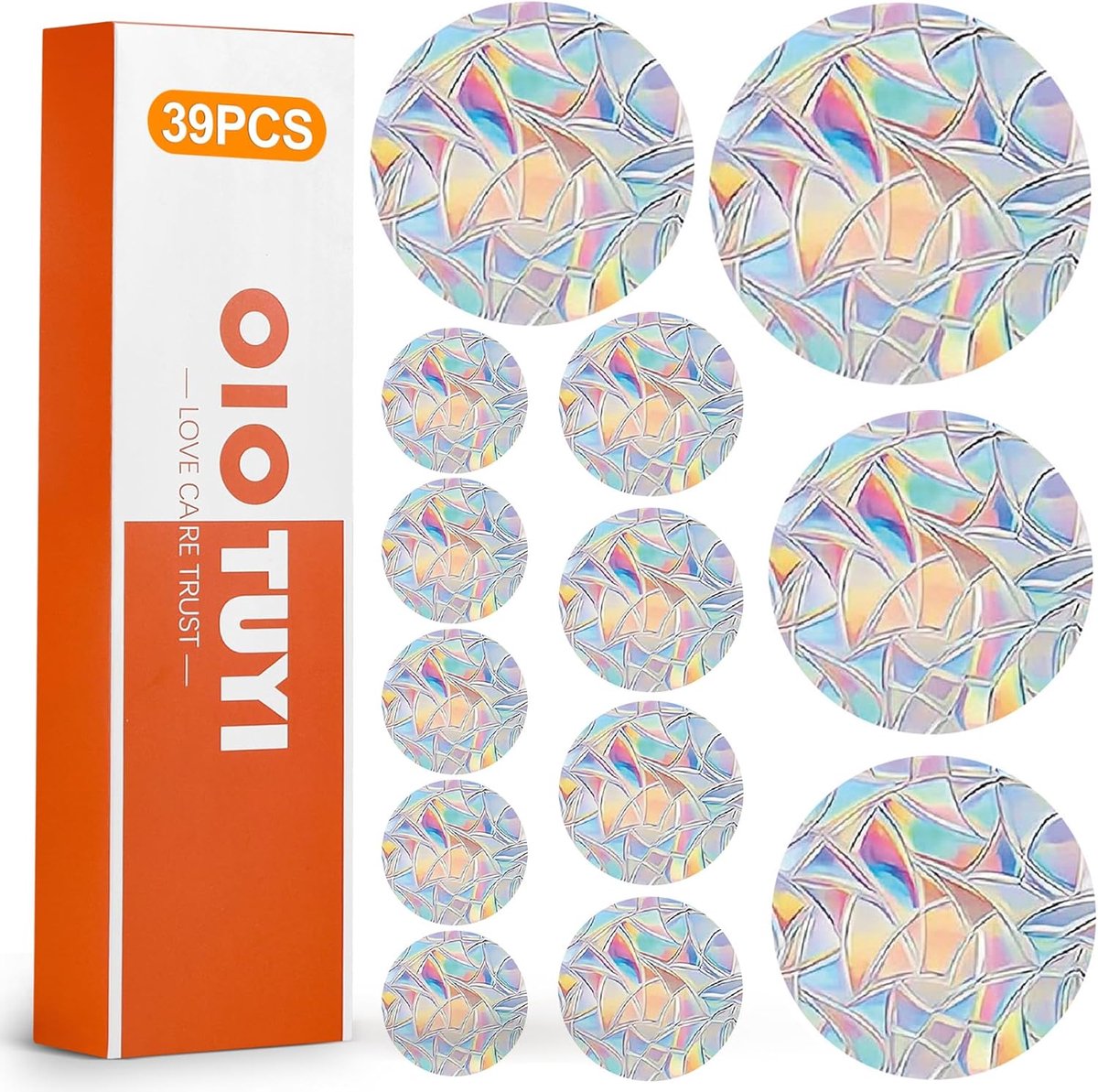 SnelShoppen - Prisma Raamstickers Set van 39 - Zonschijn Stickers, Regenboog Raamfolie, Vogelbescherming, Anticollisie Electrostatisch, Versiering, 4