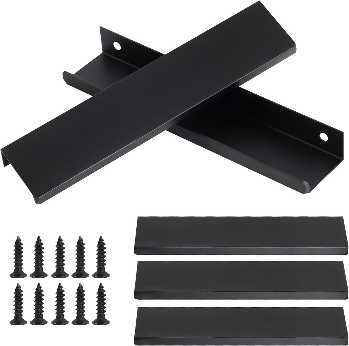 SnelShoppen - Zwarte Meubelhandgrepen 150mm Verborgen Kastgrepen Keukenhandgrepen met Schroeven Aluminium Ladehandgrepen Verborgen Handgrepen voor Kas
