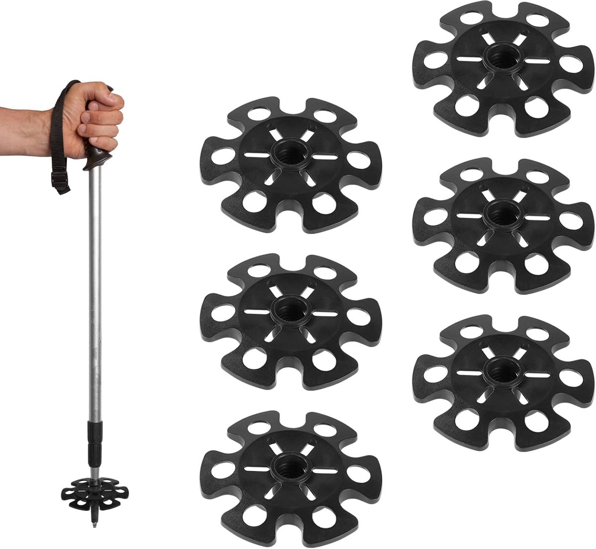 SnelShoppen - 6 Stuks Vervangende Ski Stokken Baskets, Snow Baskets voor Trekkingstokken, Wandelen, Stokken, Trekking, Ski, Buiten Winter Activiteiten