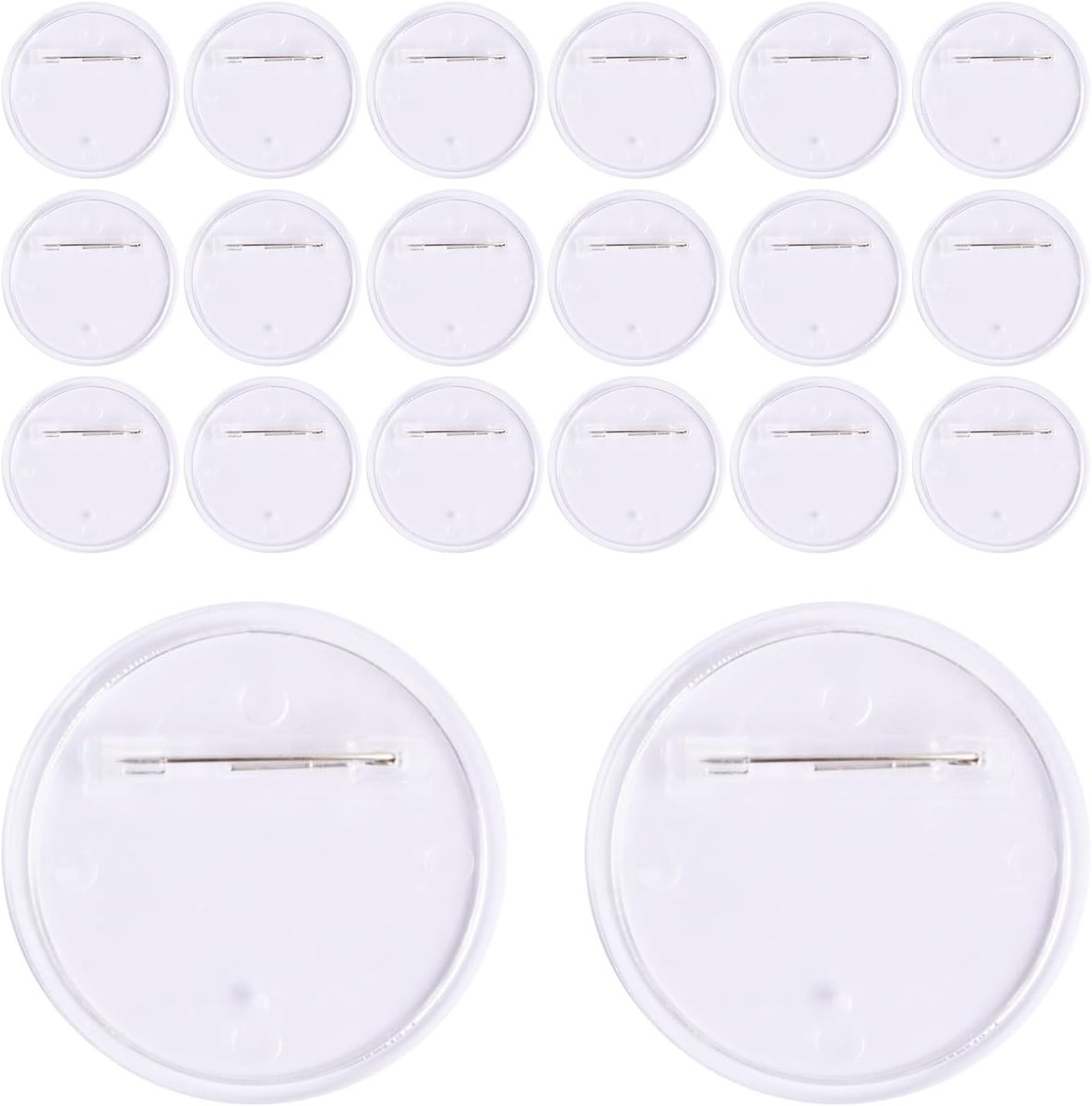 SnelShoppen - Set van 20 DIY Knopen voor Foto's en Kleding met Veiligheidsspeld - Transparante Knopen 40mm voor Feest, Naamlabels, DIY Projecten