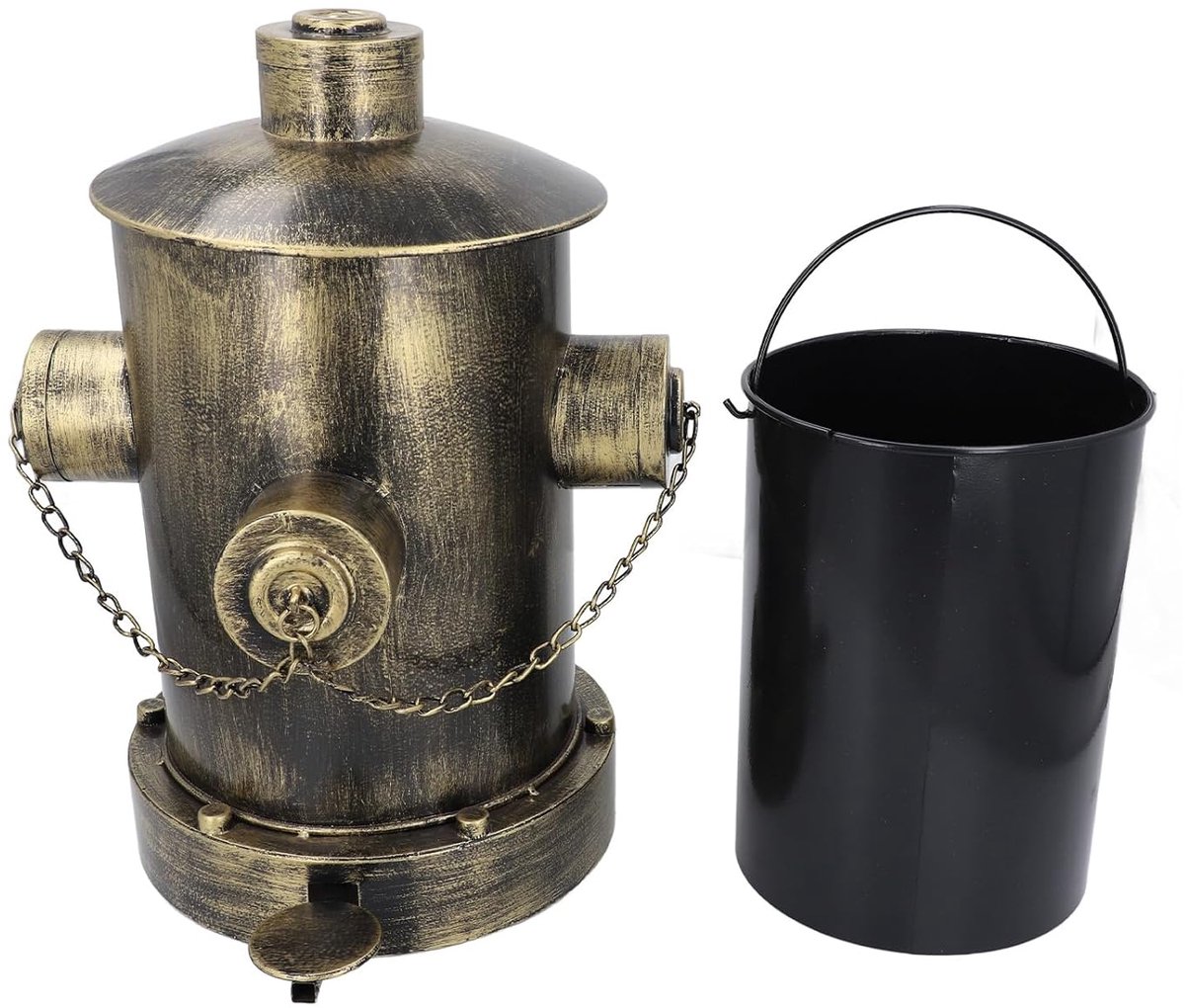 SnelShoppen - Vintage Afvalbak met Achtervuur Brons IJzeren Decoratie, Retro Prullenbak met Binnenemmer voor Huishouden, Bar, Restaurant