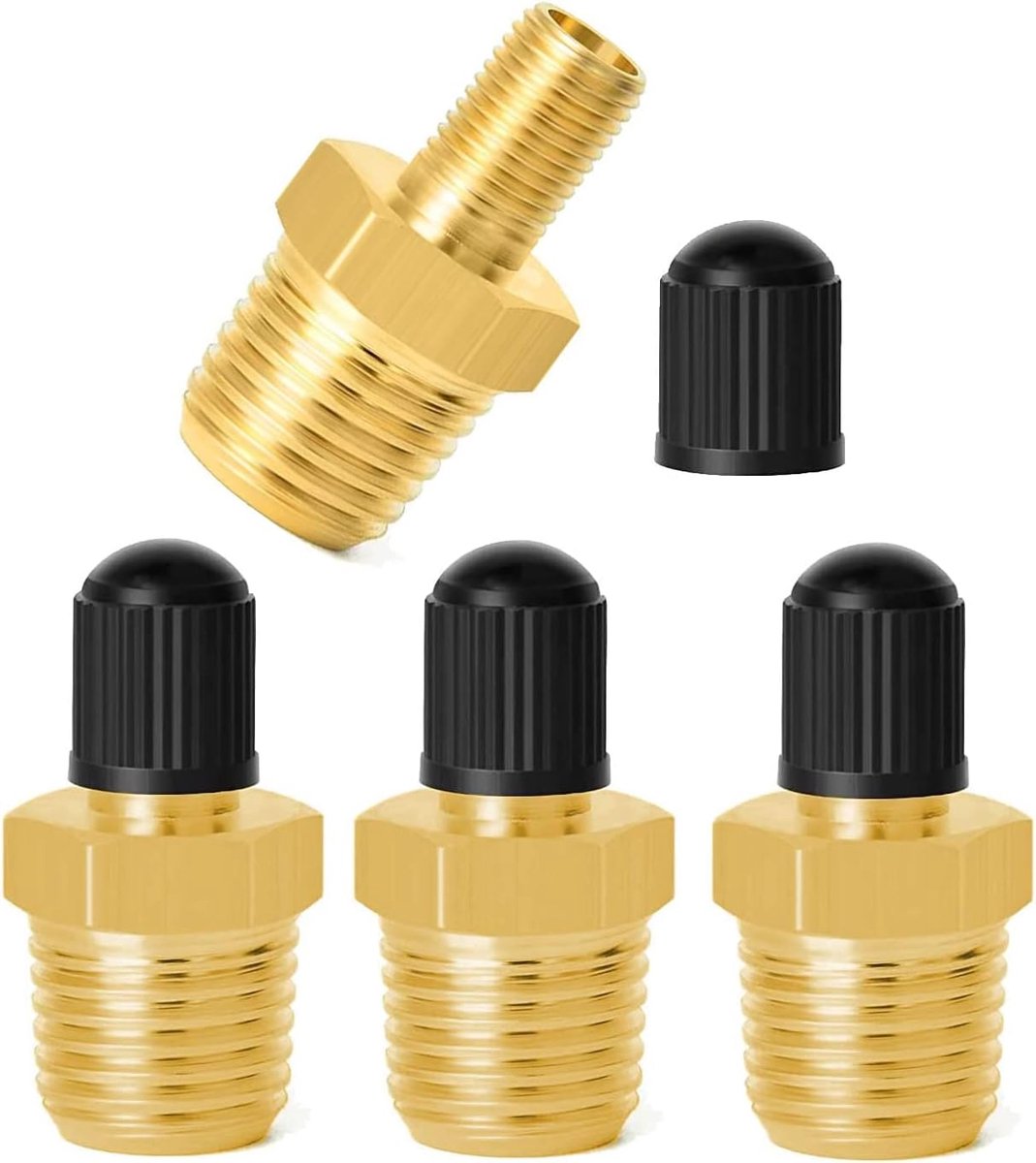 NPT Brass Air Compressor, 4 Pieces, 1/4 Inch Brass Tyres, Air Compressor, Air Valve, Test Valve, Car Valve, Tank Fill - ShopVlot