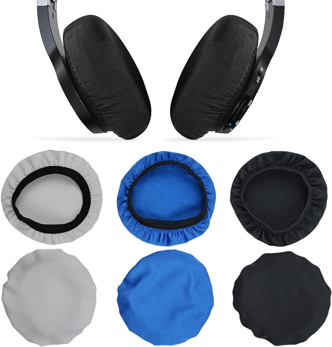 Pack of 6 Ear Pads for Headphones Elastic Washable Flexible Fabric Ear Muffs for Headphones Sweat Protection for Gym - ShopVlot