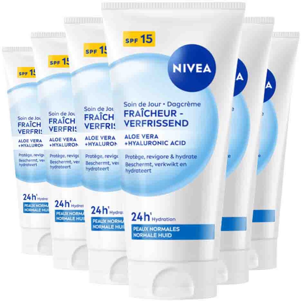 NIVEA Verfrissende Dagcrème SPF15 - 6 x 50 ml - Voordeelverpakking