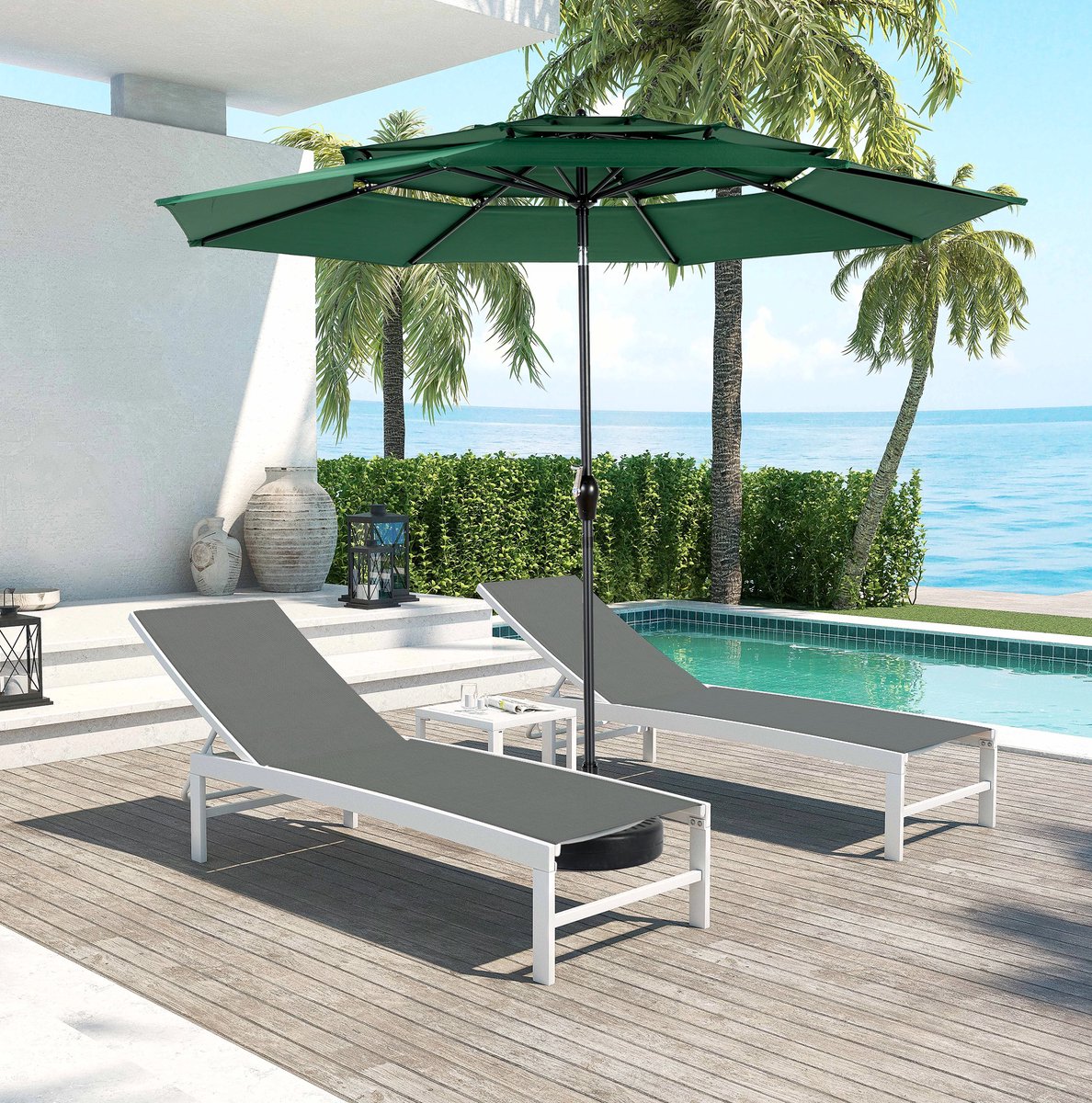 Modenuit Parasol – 294 cm – Kantelbaar met Zwengel – 3-Laags Polyester en Staal – Donkergroen