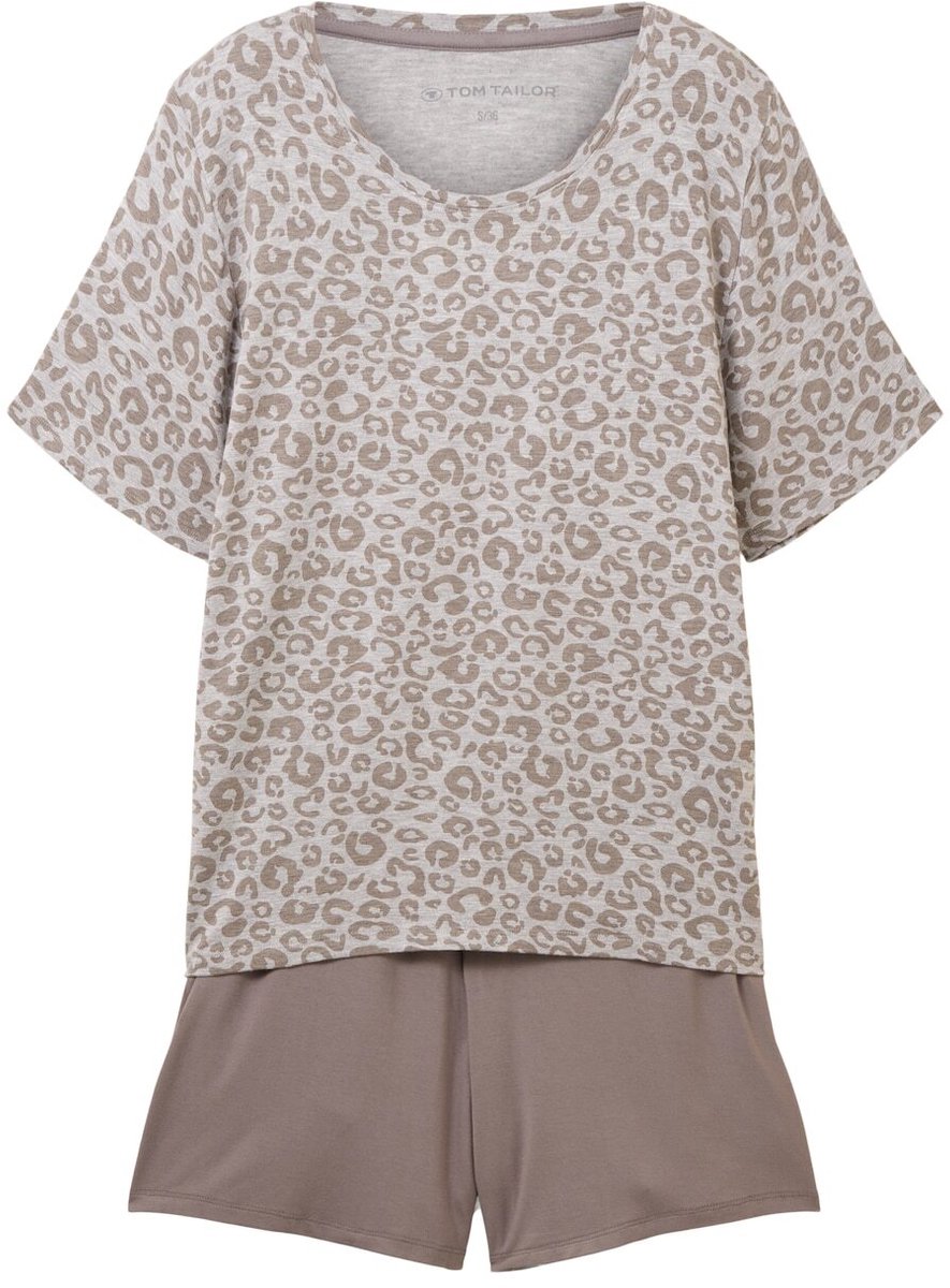 Tom Tailor - Pyjamaset met leoprint - Maat L/40 - grey-medium-allover