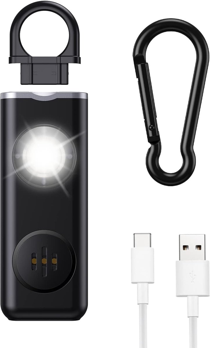 Oplaadbaar Persoonlijk Alarm met 130 dB Geluid - Zakalarm en Veiligheidssleutelhanger voor Zelfverdediging