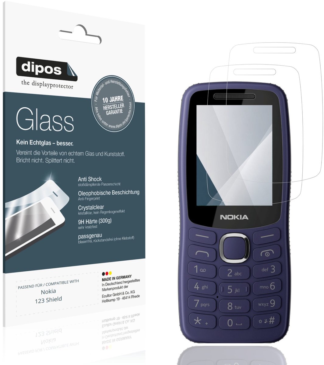 dipos – 2x Pantserfolie geschikt voor Nokia 123 Shield | 9H Screenprotector