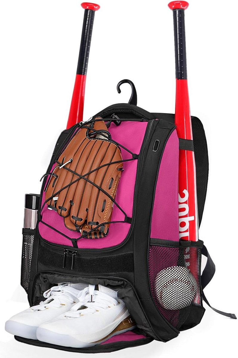 Honkbalrugzak - Softbaltas Vleermuistas - Sportuitrusting Opslag - Met Schoenenvak - 30 Liter - Rosé
